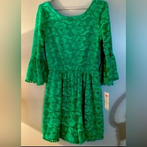 Gianni Bini Green Lace Romper size L used without tags